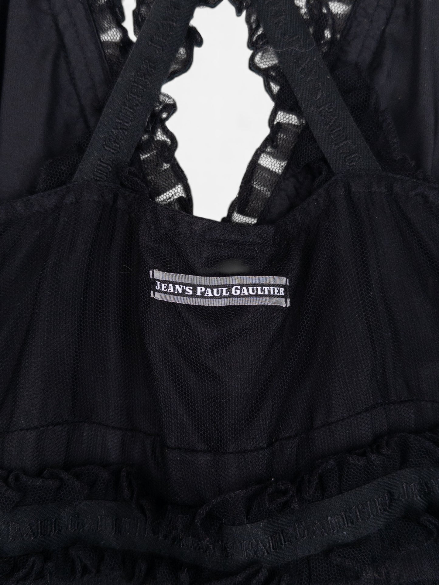Jean Paul Gaultier 2000s Summer Chiffon Tulle Lace Ruffle Doll Midi Dress