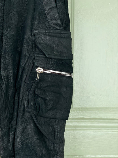 Rick Owens AW18 'SISYPHUS' Blistered Leather `Mastodon´ Cargo Joggers