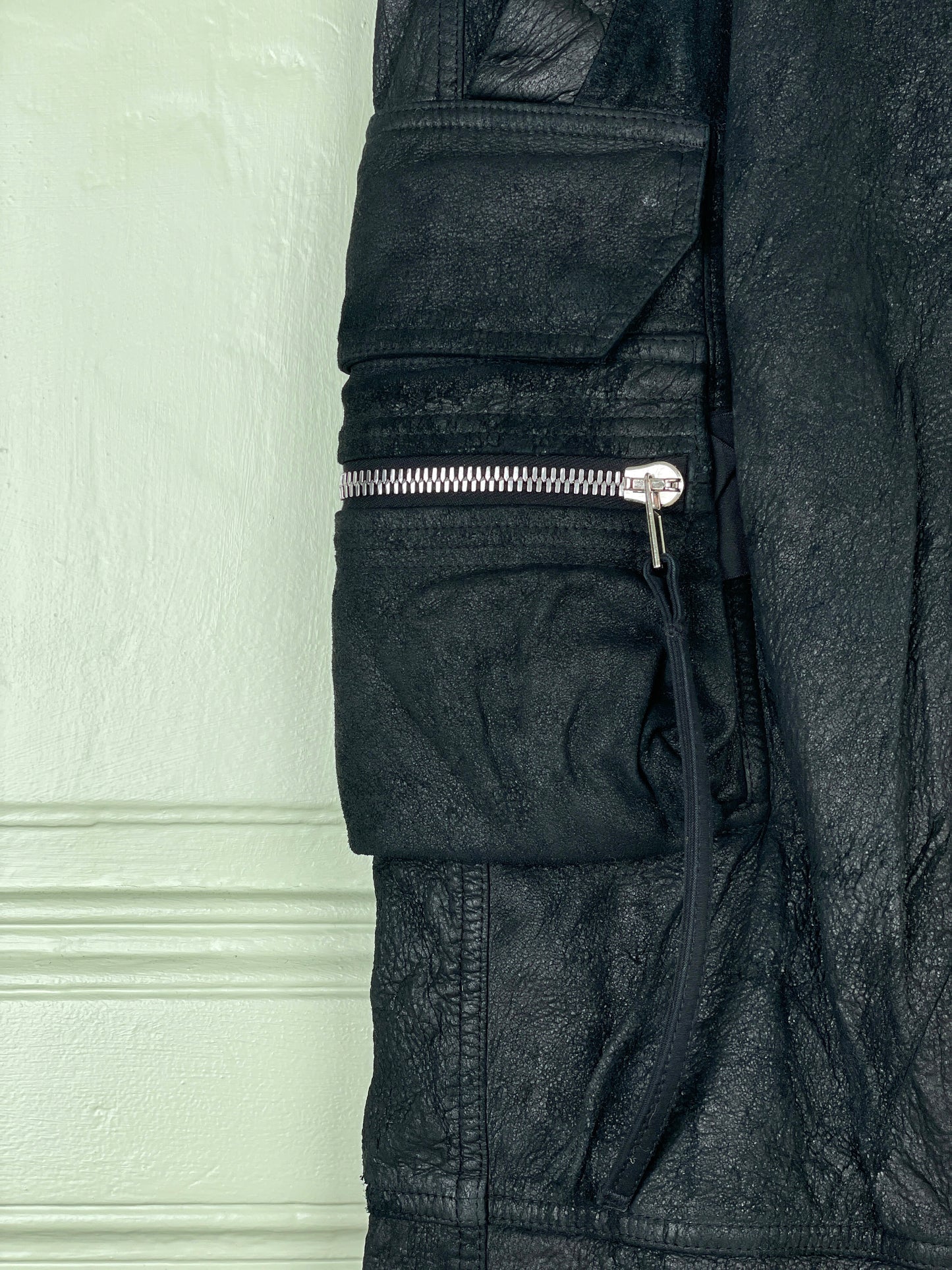 Rick Owens AW18 'SISYPHUS' Blistered Leather `Mastodon´ Cargo Joggers