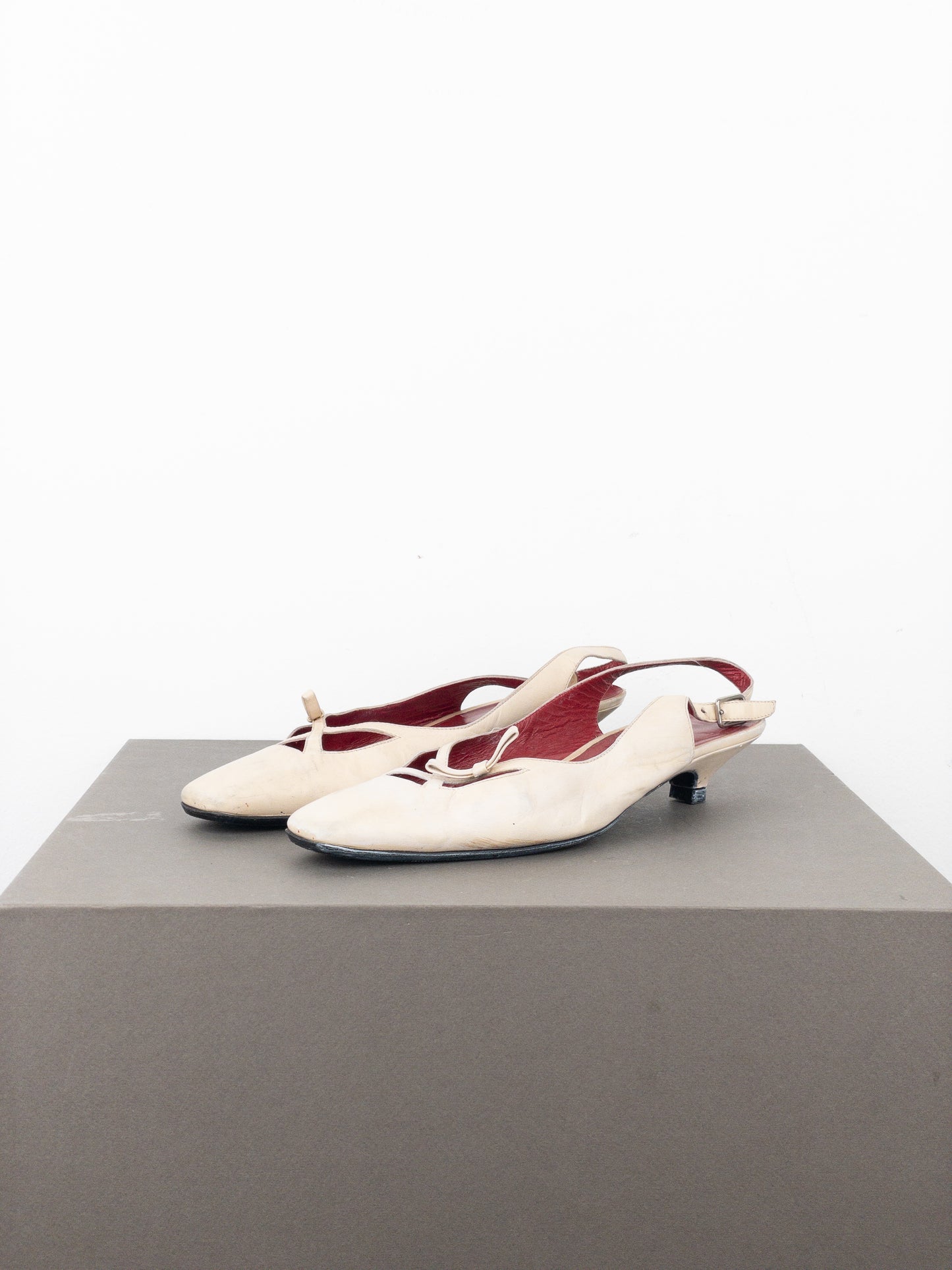 Miu Miu 1990s Square Toe Slingback Kitten Heels