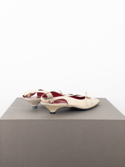 Miu Miu 1990s Square Toe Slingback Kitten Heels