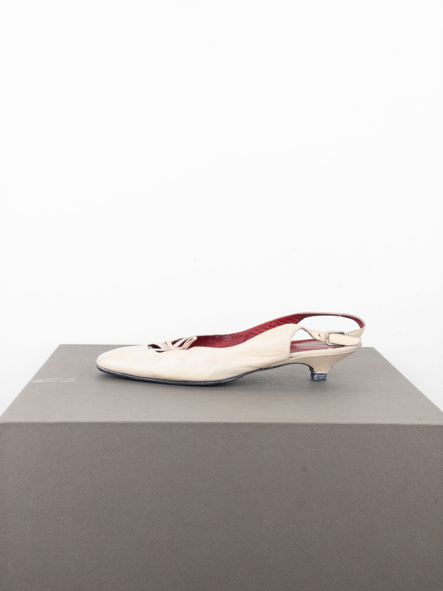 Miu Miu 1990s Square Toe Slingback Kitten Heels