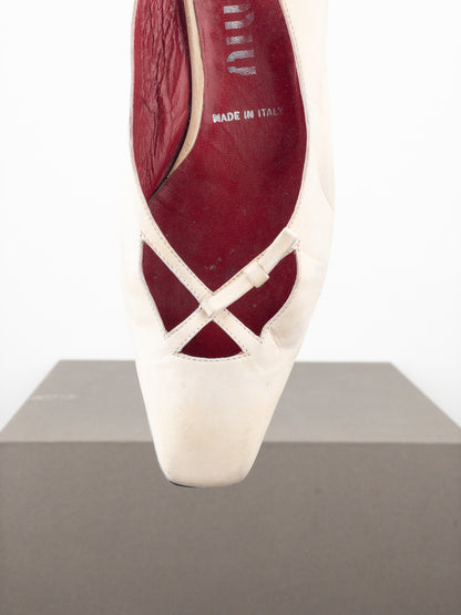 Miu Miu 1990s Square Toe Slingback Kitten Heels