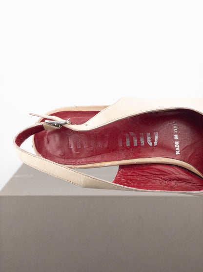 Miu Miu 1990s Square Toe Slingback Kitten Heels