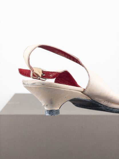 Miu Miu 1990s Square Toe Slingback Kitten Heels