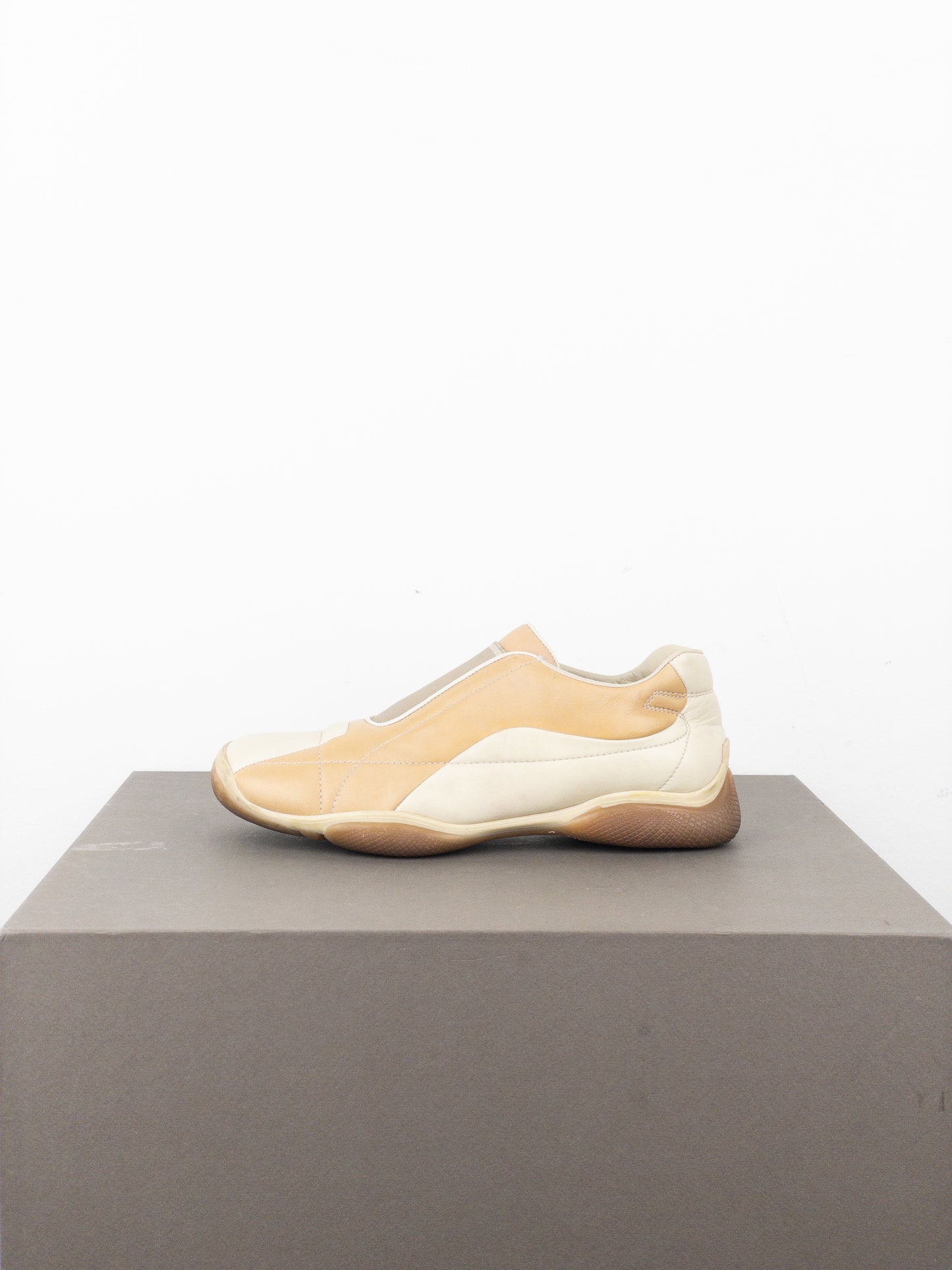 Prada AW99 Square Toe Biker Moto Sports Low-Top Sneakers