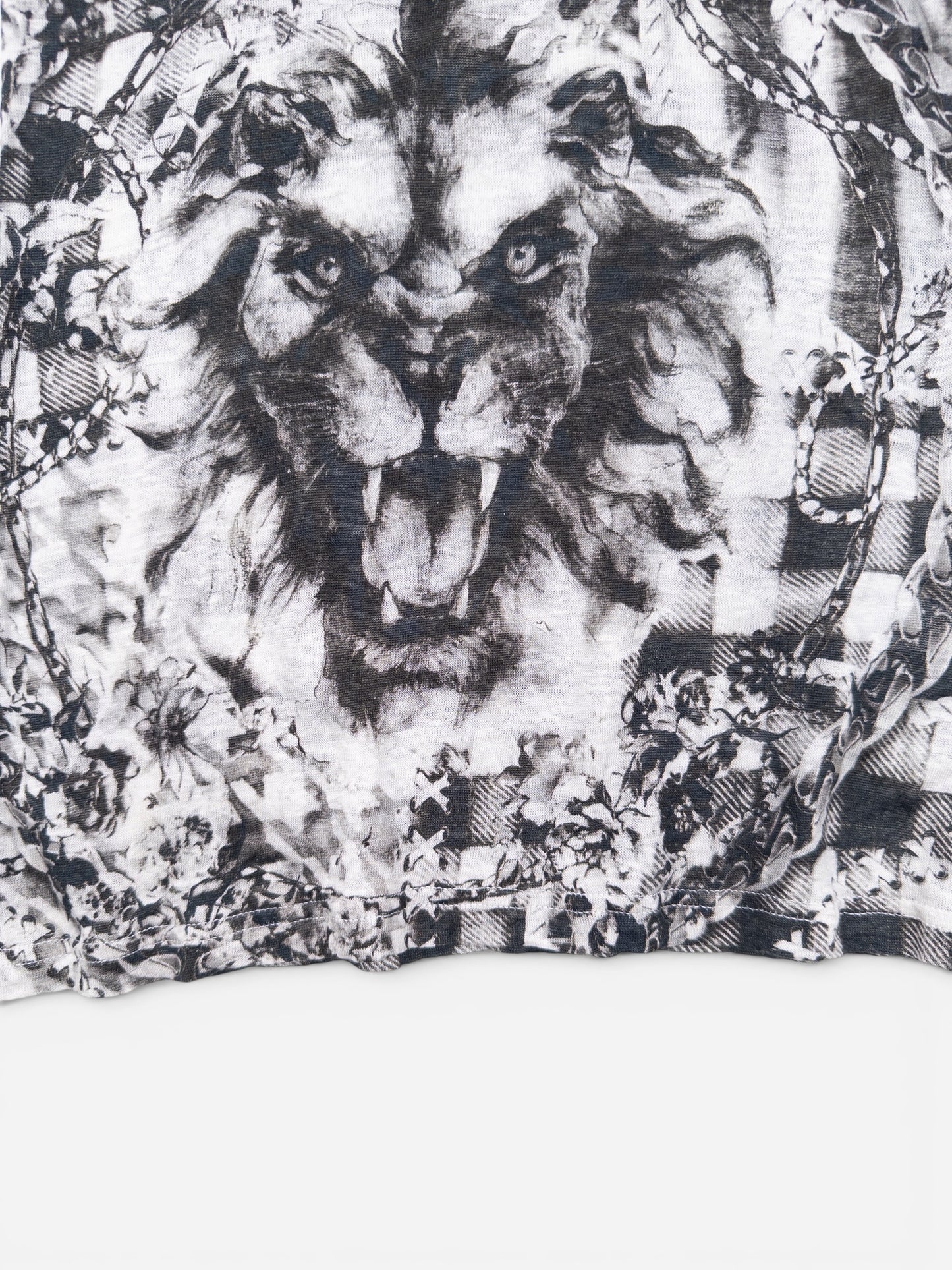Balmain by Olivier Rousteing SS13 Checkered Lion Print Tank Top