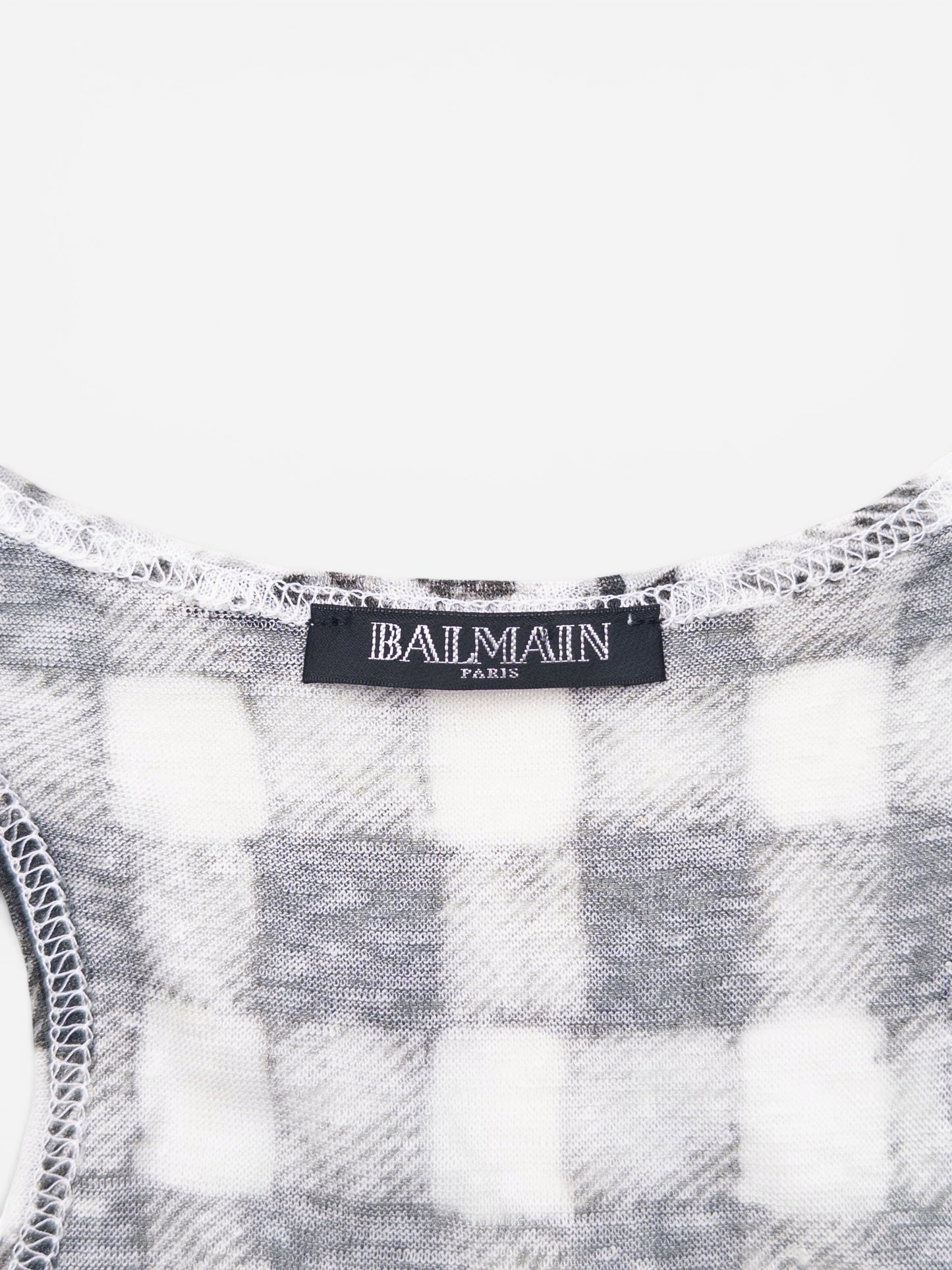 Balmain by Olivier Rousteing SS13 Checkered Lion Print Tank Top