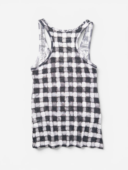 Balmain by Olivier Rousteing SS13 Checkered Lion Print Tank Top