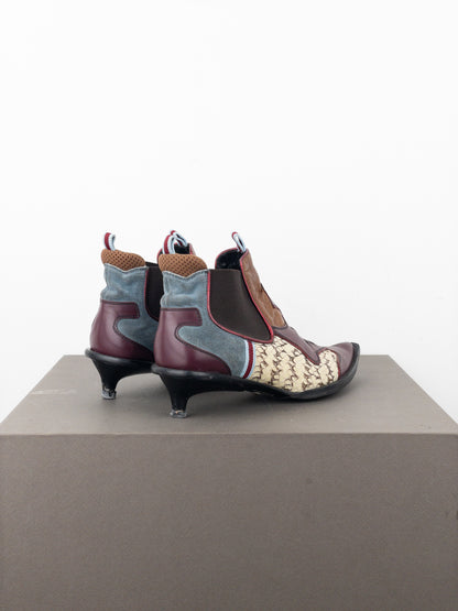 Miu Miu SS99 Snakeskin Western Cowboy Chelsea Ankle Kitten Heel Boots