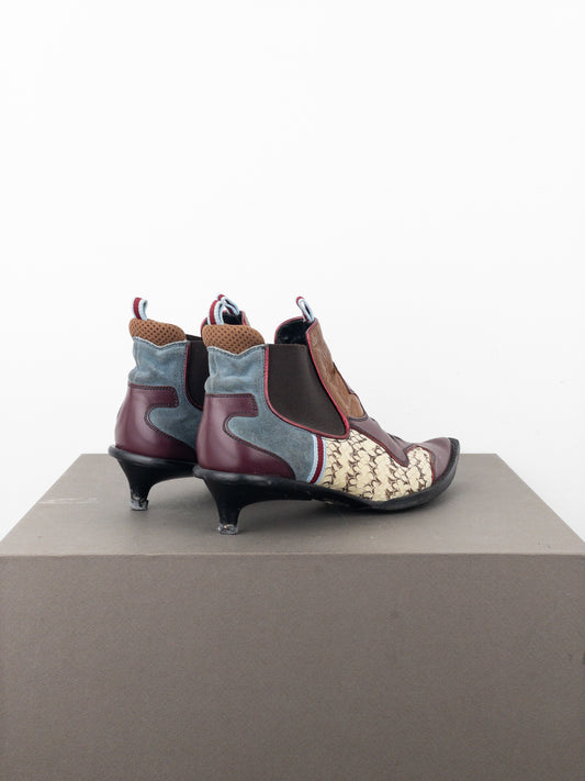 Miu Miu SS99 Snakeskin Western Cowboy Chelsea Ankle Kitten Heel Boots