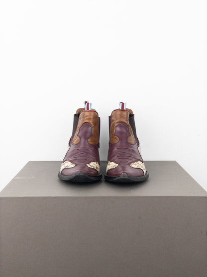 Miu Miu SS99 Snakeskin Western Cowboy Chelsea Ankle Kitten Heel Boots