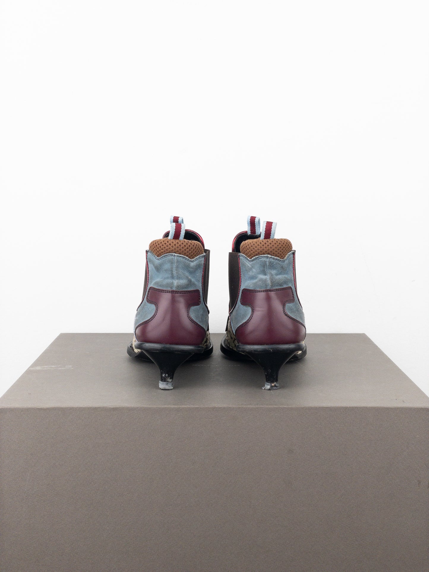 Miu Miu SS99 Snakeskin Western Cowboy Chelsea Ankle Kitten Heel Boots