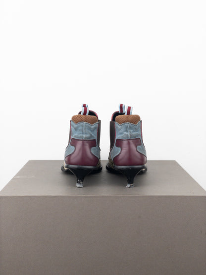 Miu Miu SS99 Snakeskin Western Cowboy Chelsea Ankle Kitten Heel Boots