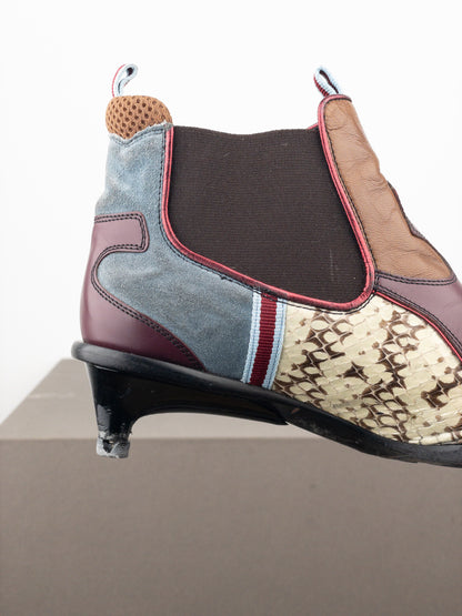 Miu Miu SS99 Snakeskin Western Cowboy Chelsea Ankle Kitten Heel Boots