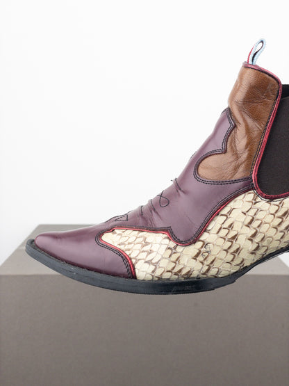 Miu Miu SS99 Snakeskin Western Cowboy Chelsea Ankle Kitten Heel Boots
