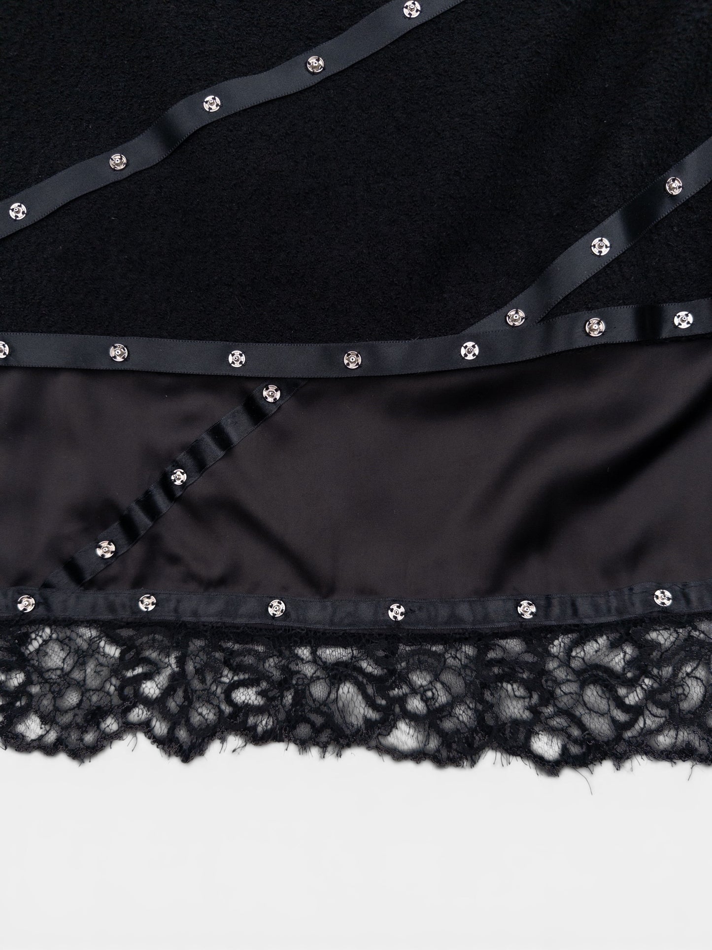 Chanel by Karl Lagerfeld AW03 Studded Tweed Boucle Lace Midi Skirt