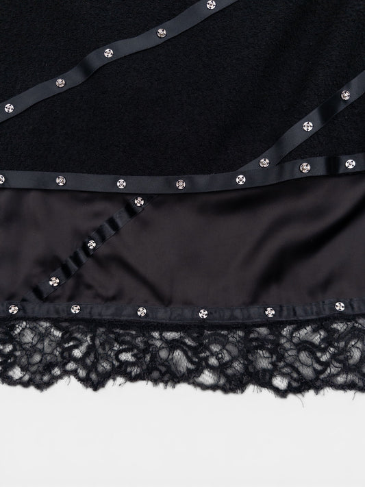 Chanel by Karl Lagerfeld AW03 Studded Tweed Boucle Lace Midi Skirt – photo 5