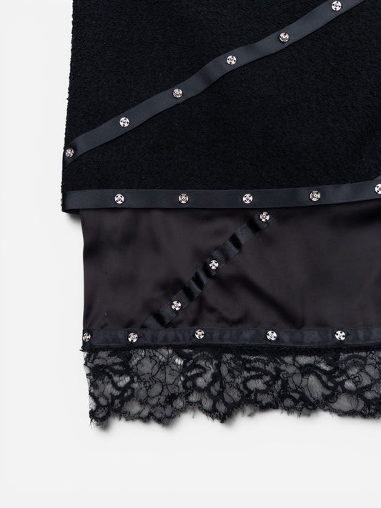 Chanel by Karl Lagerfeld AW03 Studded Tweed Boucle Lace Midi Skirt – photo 3