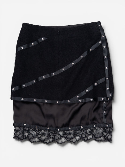 Chanel by Karl Lagerfeld AW03 Studded Tweed Boucle Lace Midi Skirt – photo 2