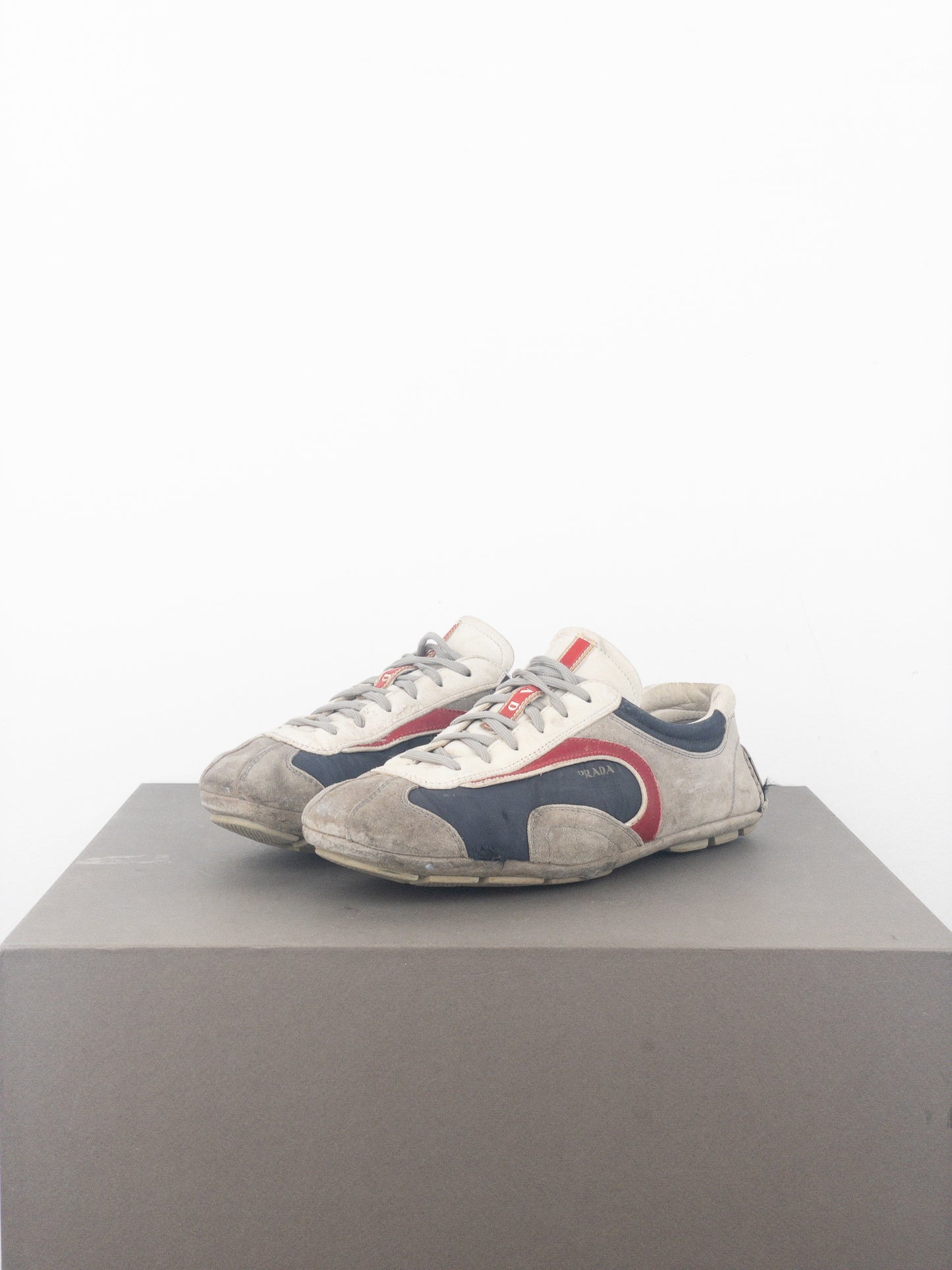 Prada 2000s Monte Carlo Driving Sneakers (5, white, navy, grey, red)