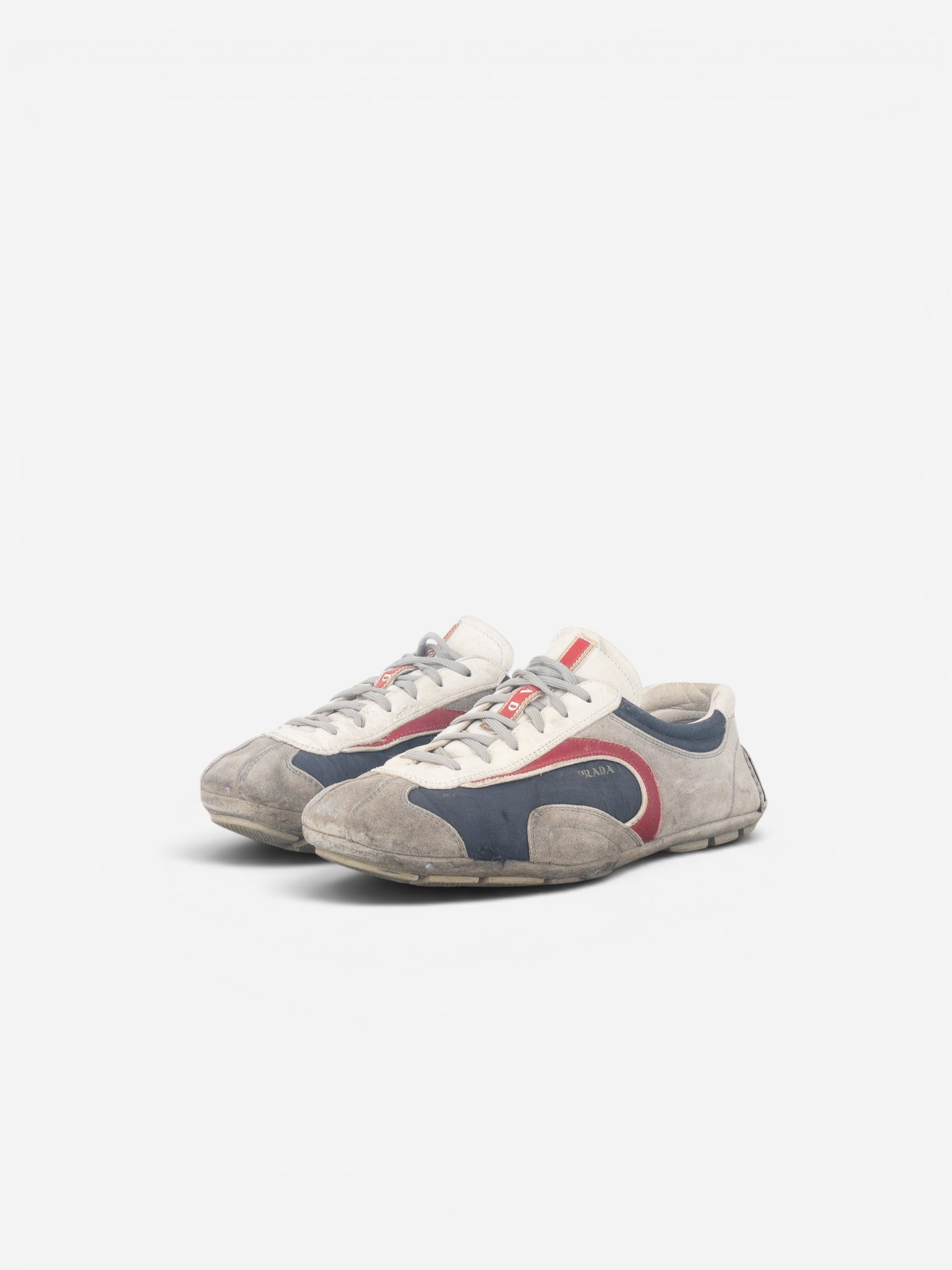 Prada 2000s Monte Carlo Driving Sneakers (5, white, navy, grey, red)
