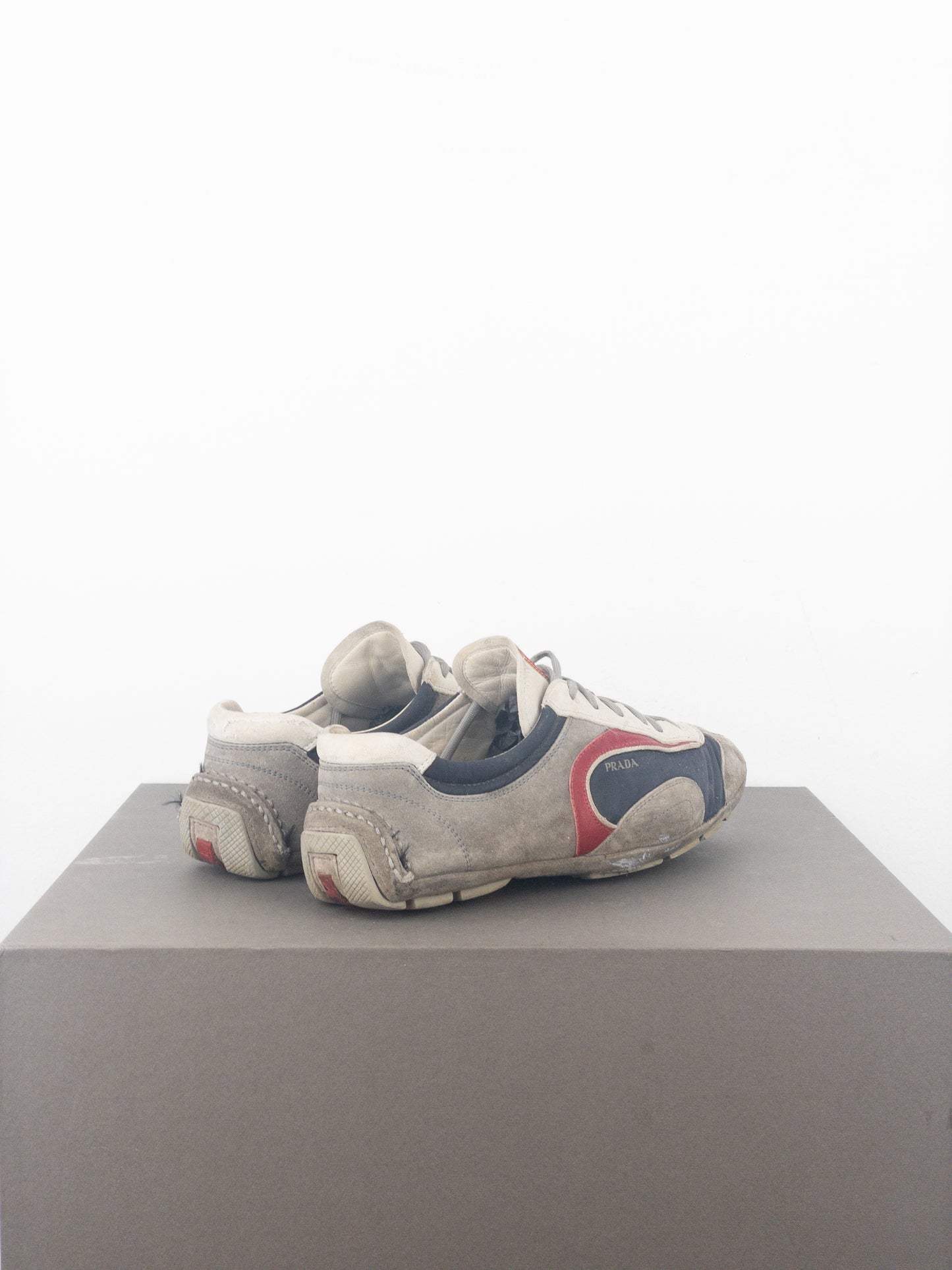 Prada 2000s Monte Carlo Driving Sneakers (5, white, navy, grey, red)