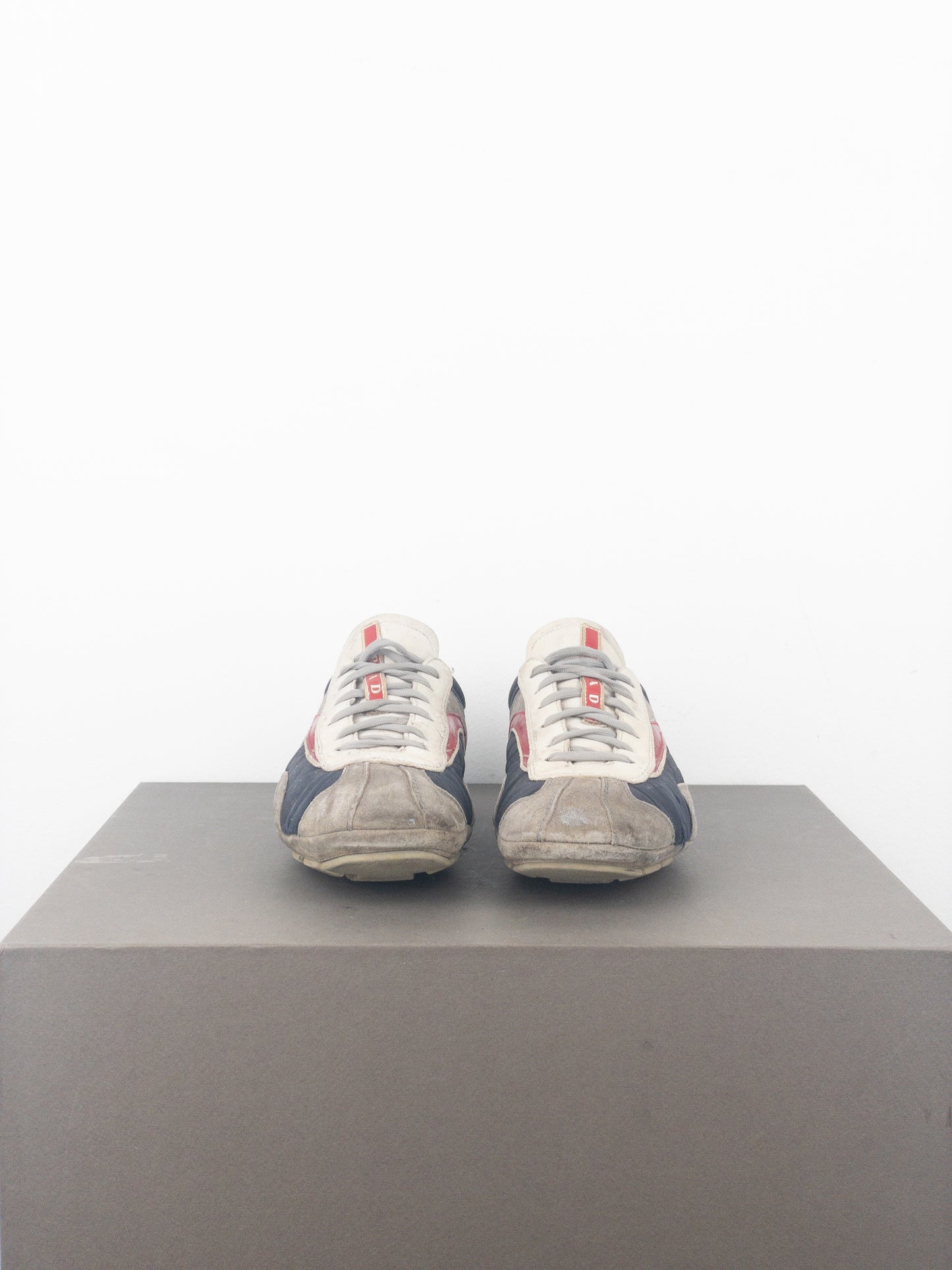 Prada 2000s Monte Carlo Driving Sneakers (5, white, navy, grey, red)
