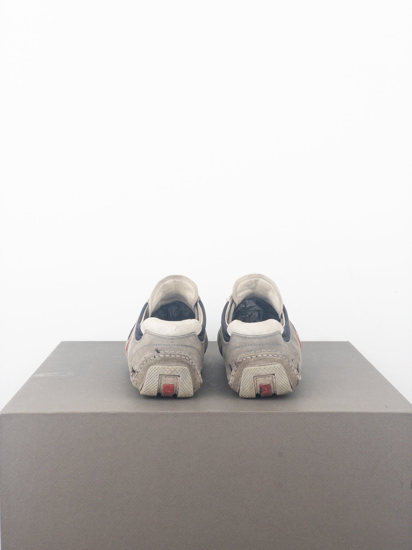 Prada 2000s Monte Carlo Driving Sneakers (5, white, navy, grey, red)