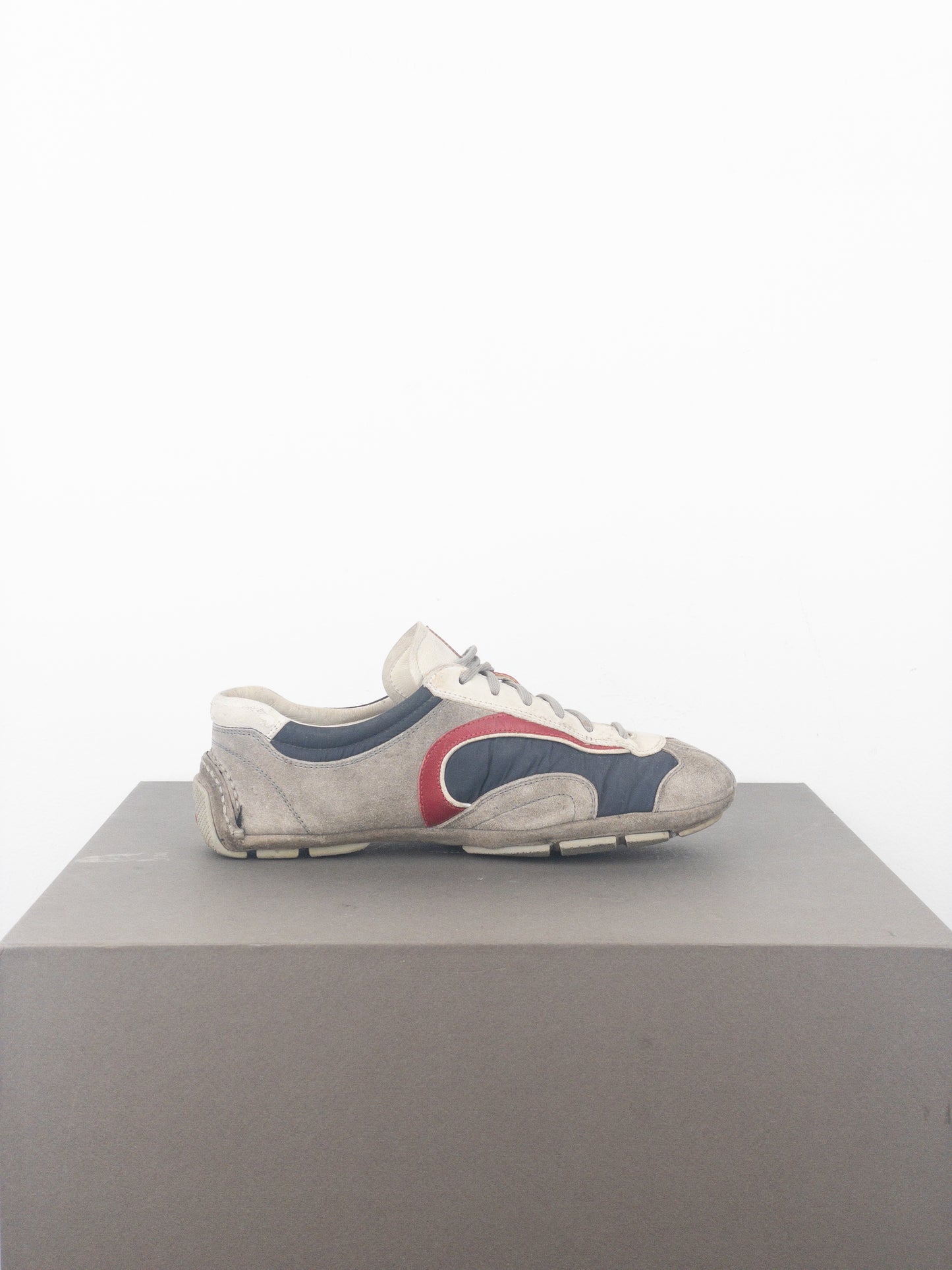 Prada 2000s Monte Carlo Driving Sneakers (5, white, navy, grey, red)