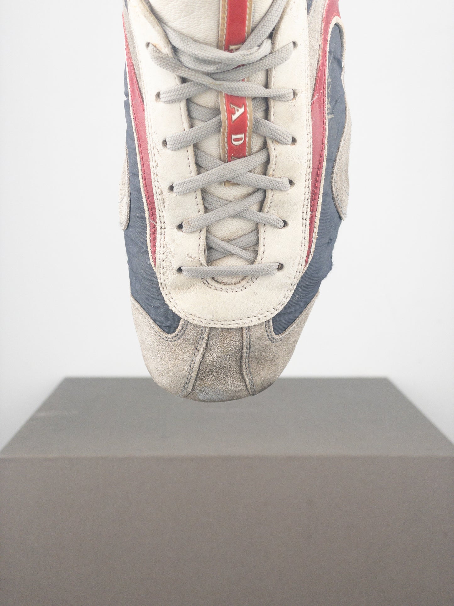 Prada 2000s Monte Carlo Driving Sneakers (5, white, navy, grey, red)