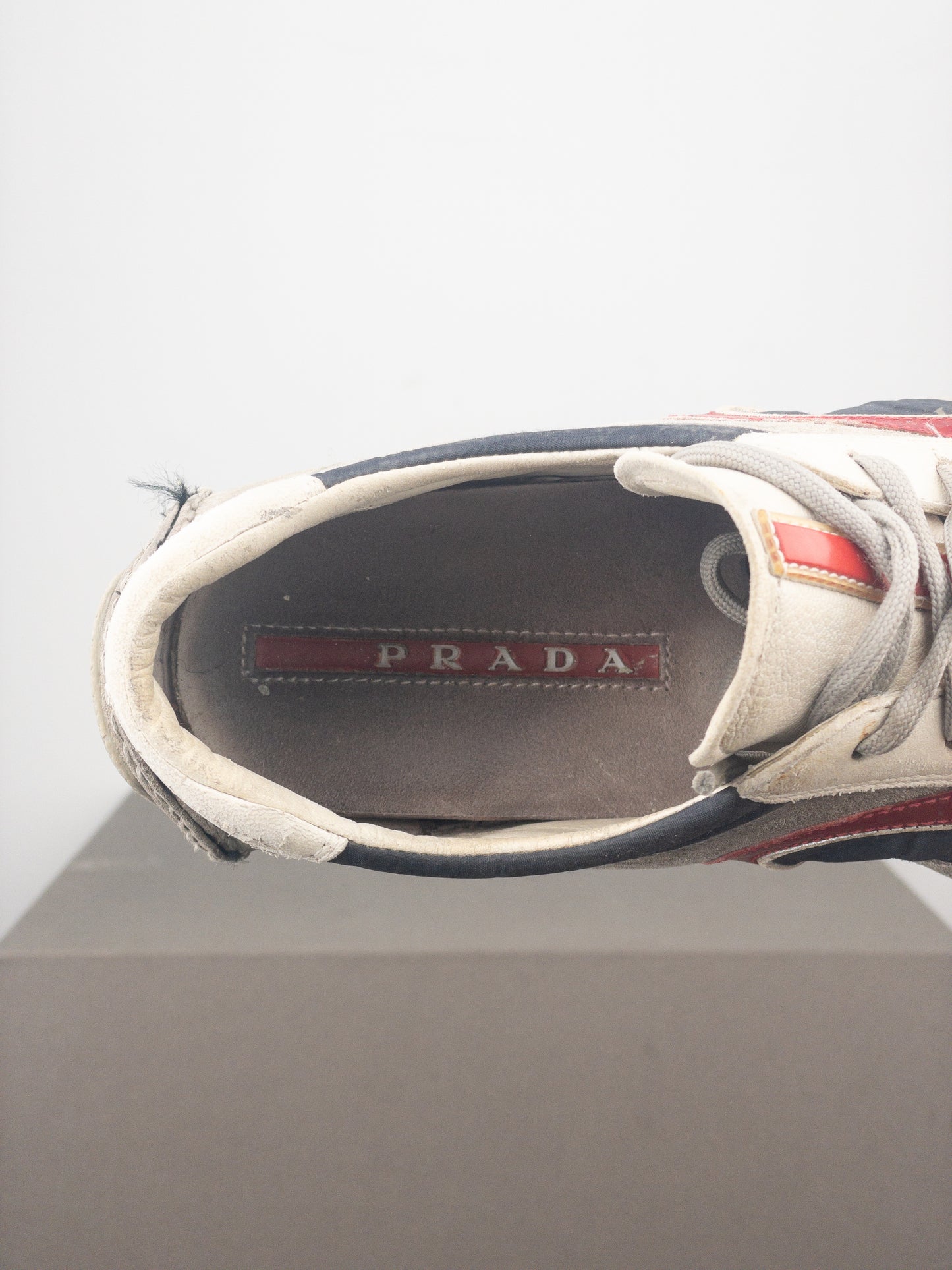 Prada 2000s Monte Carlo Driving Sneakers (5, white, navy, grey, red)
