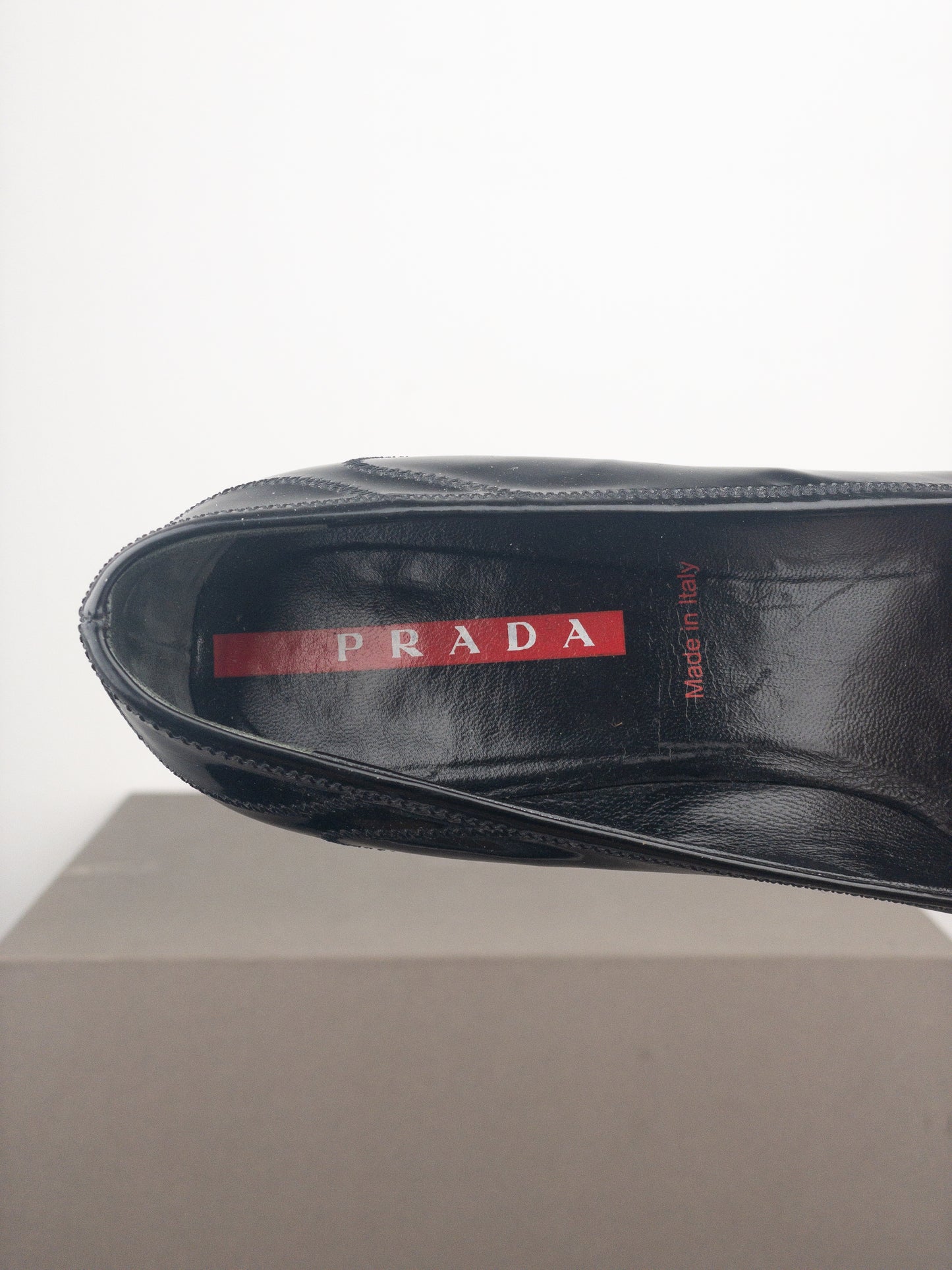 Prada 2000s Square Toe Buckle Loafer Pump Kitten Heels