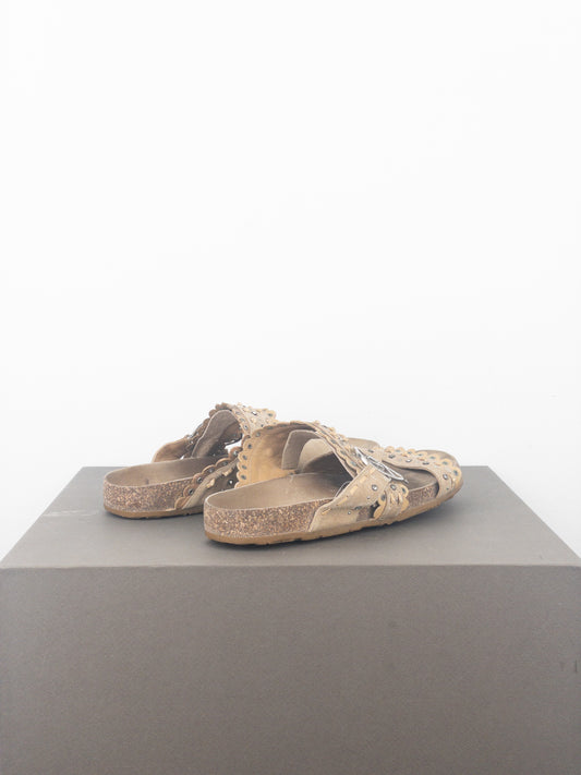 Dior by Galliano SS05 Peace Sign Logo Suede Birkenstock Sandal Slides