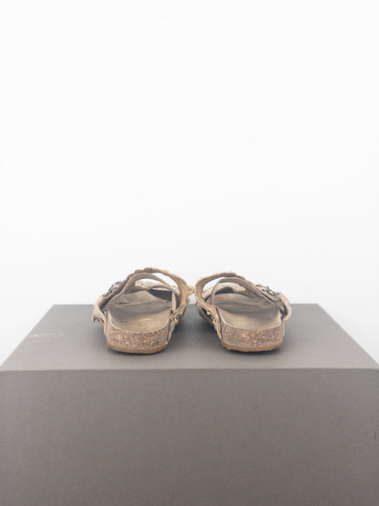 Dior by Galliano SS05 Peace Sign Logo Suede Birkenstock Sandal Slides