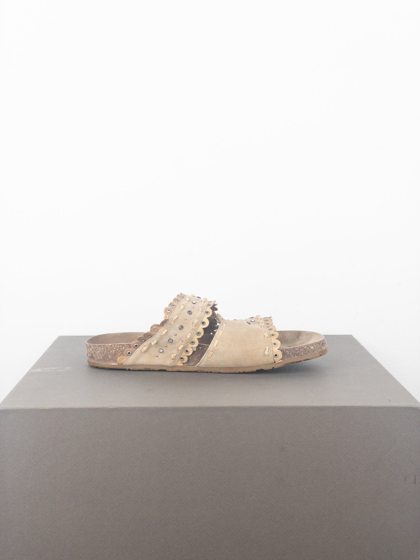 Dior by Galliano SS05 Peace Sign Logo Suede Birkenstock Sandal Slides