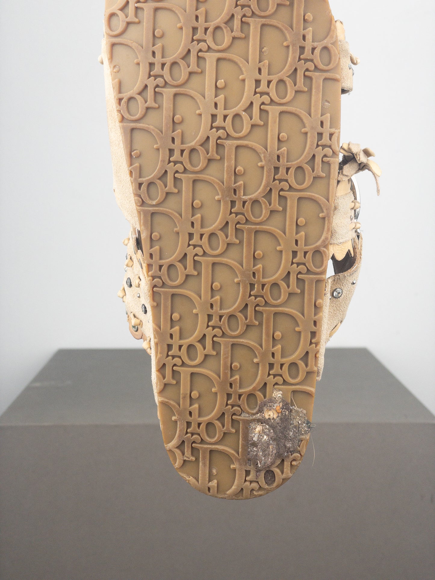 Dior by Galliano SS05 Peace Sign Logo Suede Birkenstock Sandal Slides