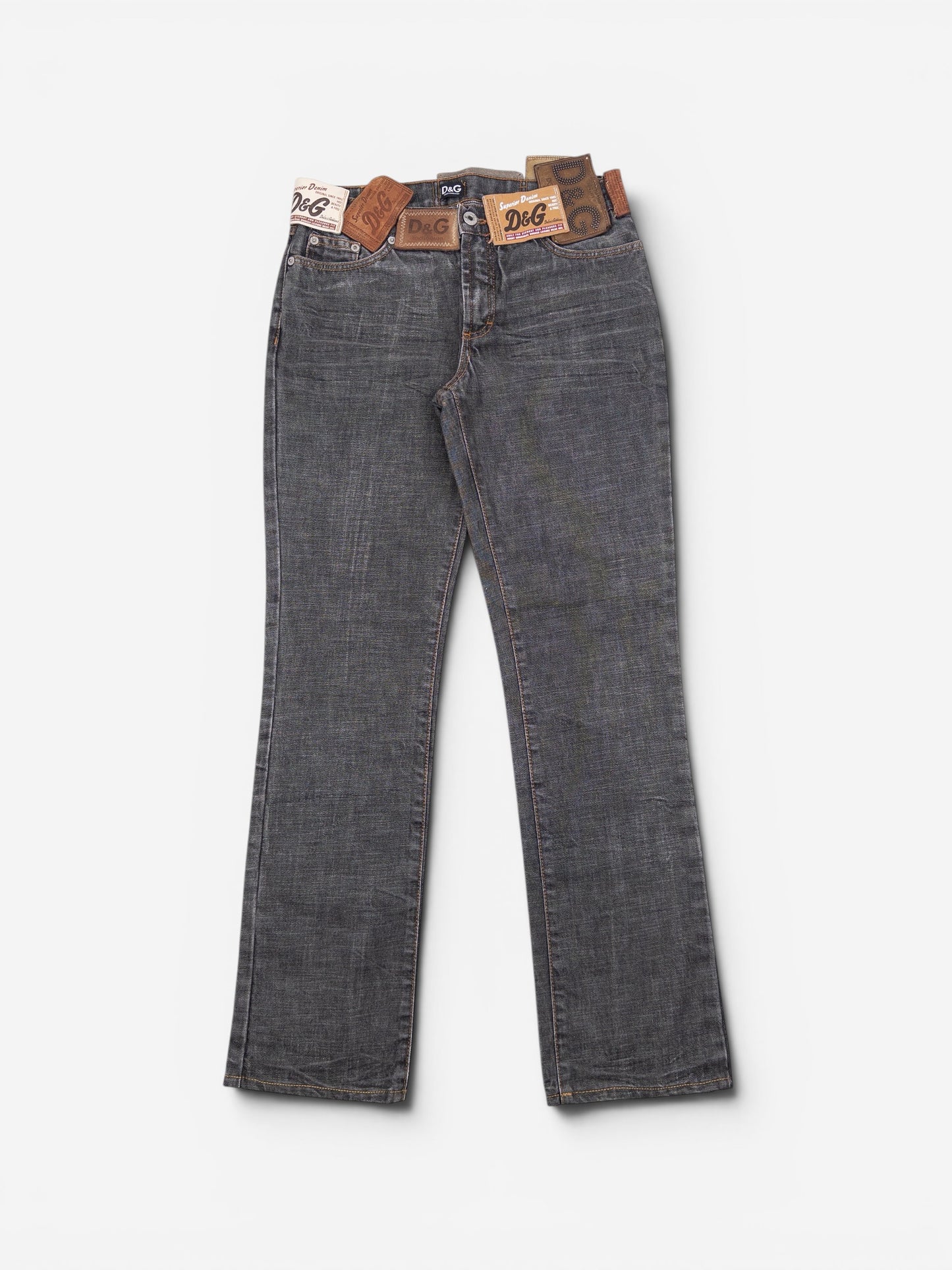 Dolce & Gabbana AW03 Flared Bootcut Multi Patch Tag Denim Jeans