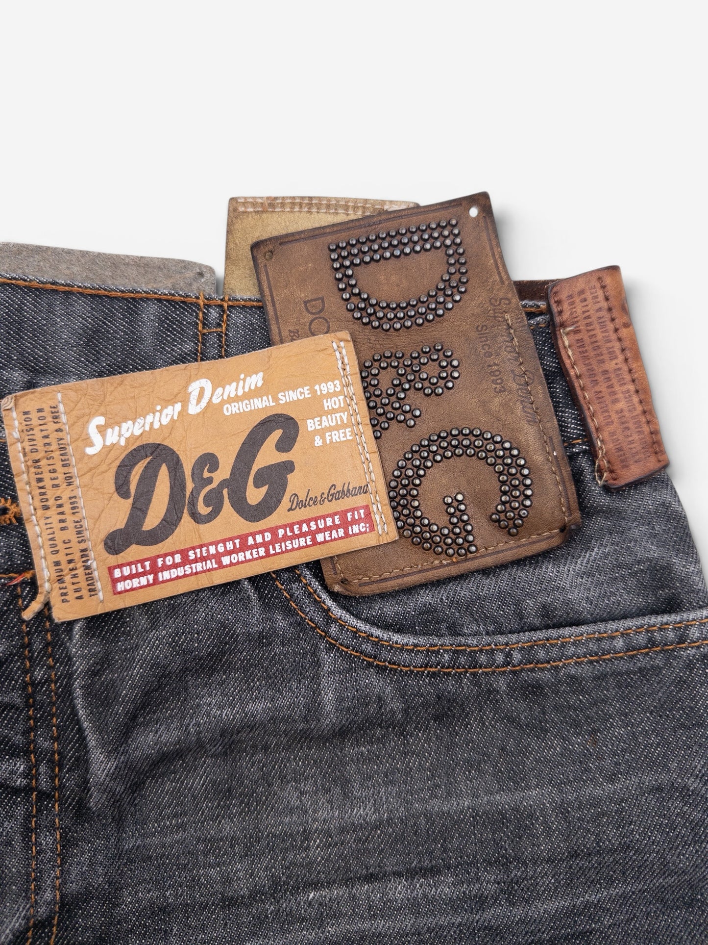 Dolce & Gabbana AW03 Flared Bootcut Multi Patch Tag Denim Jeans