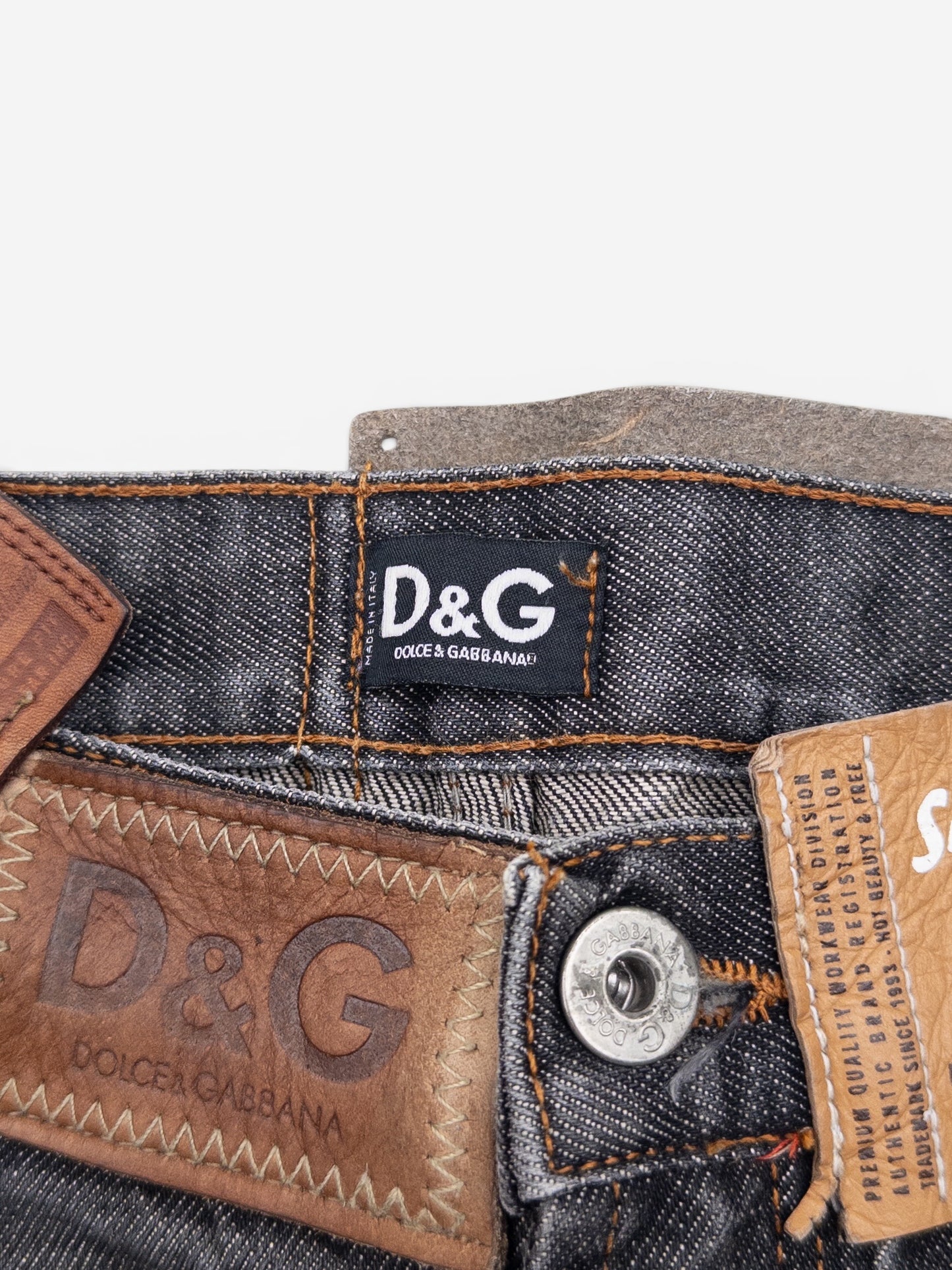 Dolce & Gabbana AW03 Flared Bootcut Multi Patch Tag Denim Jeans