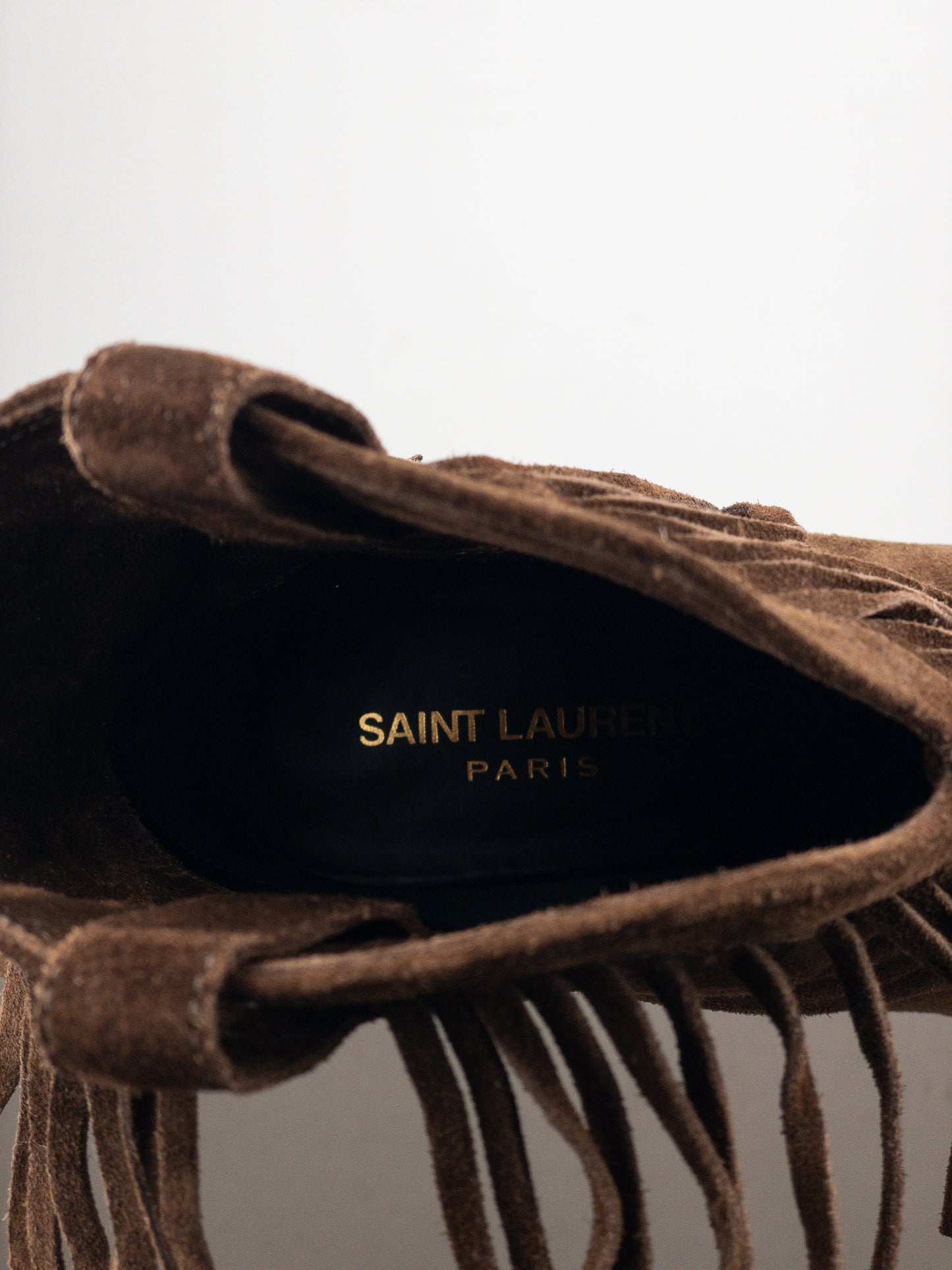 Saint Laurent ‘Curtis’ Suede Fringe Western Ankle Boots