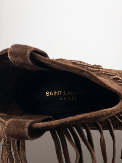 Saint Laurent ‘Curtis’ Suede Fringe Western Ankle Boots