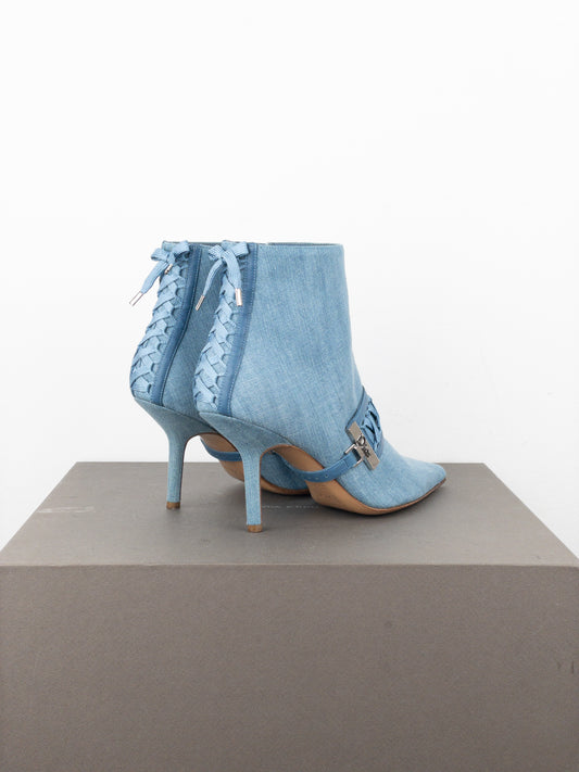 Dior by Galliano SS02 Corset Denim Kitten Heel Ankle Boots