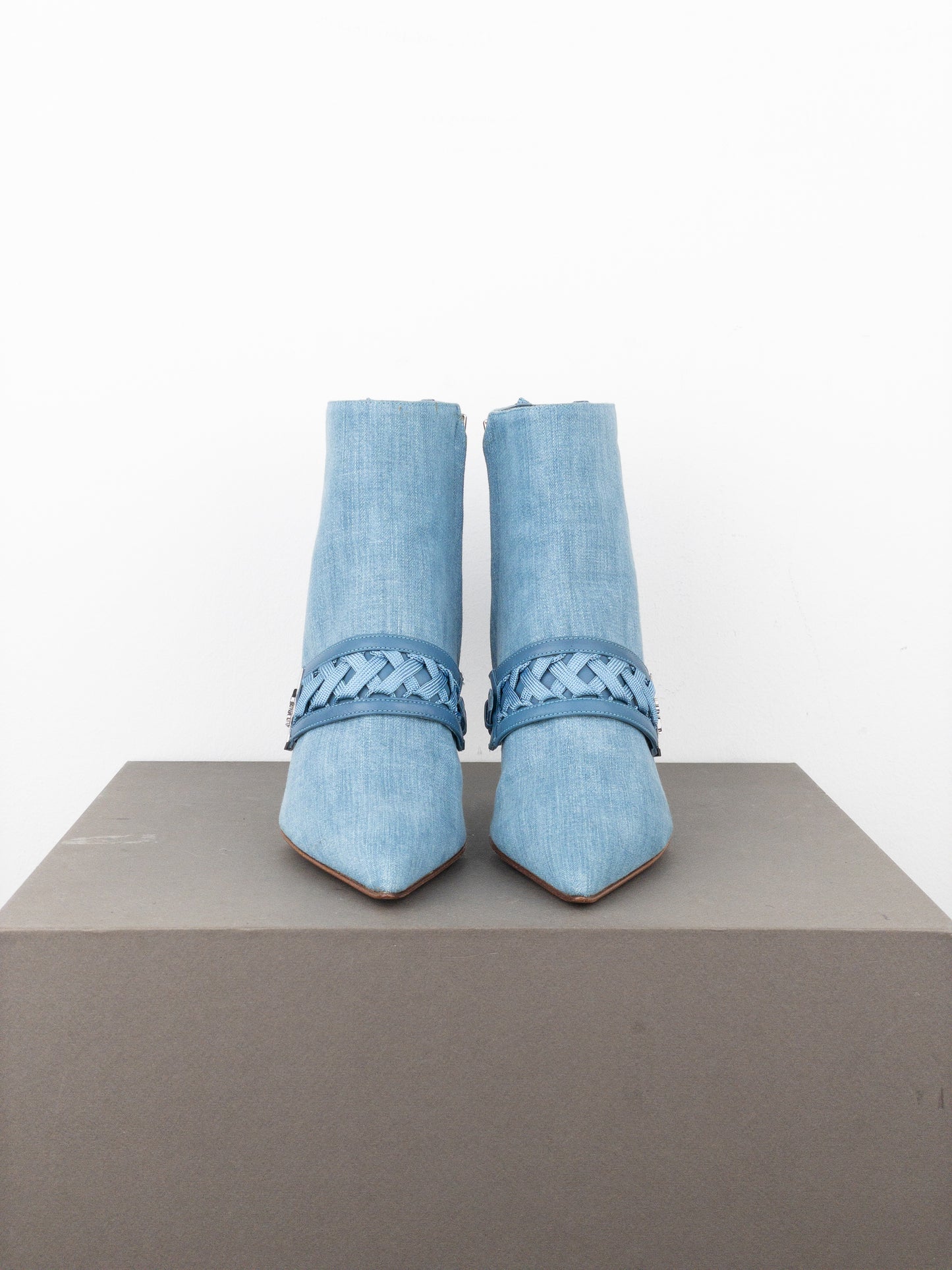 Dior by Galliano SS02 Corset Denim Kitten Heel Ankle Boots