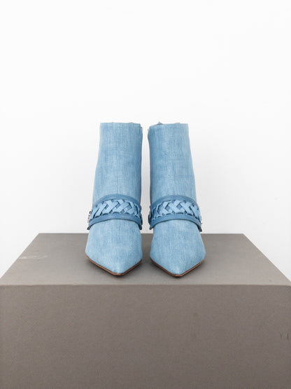 Dior by Galliano SS02 Corset Denim Kitten Heel Ankle Boots