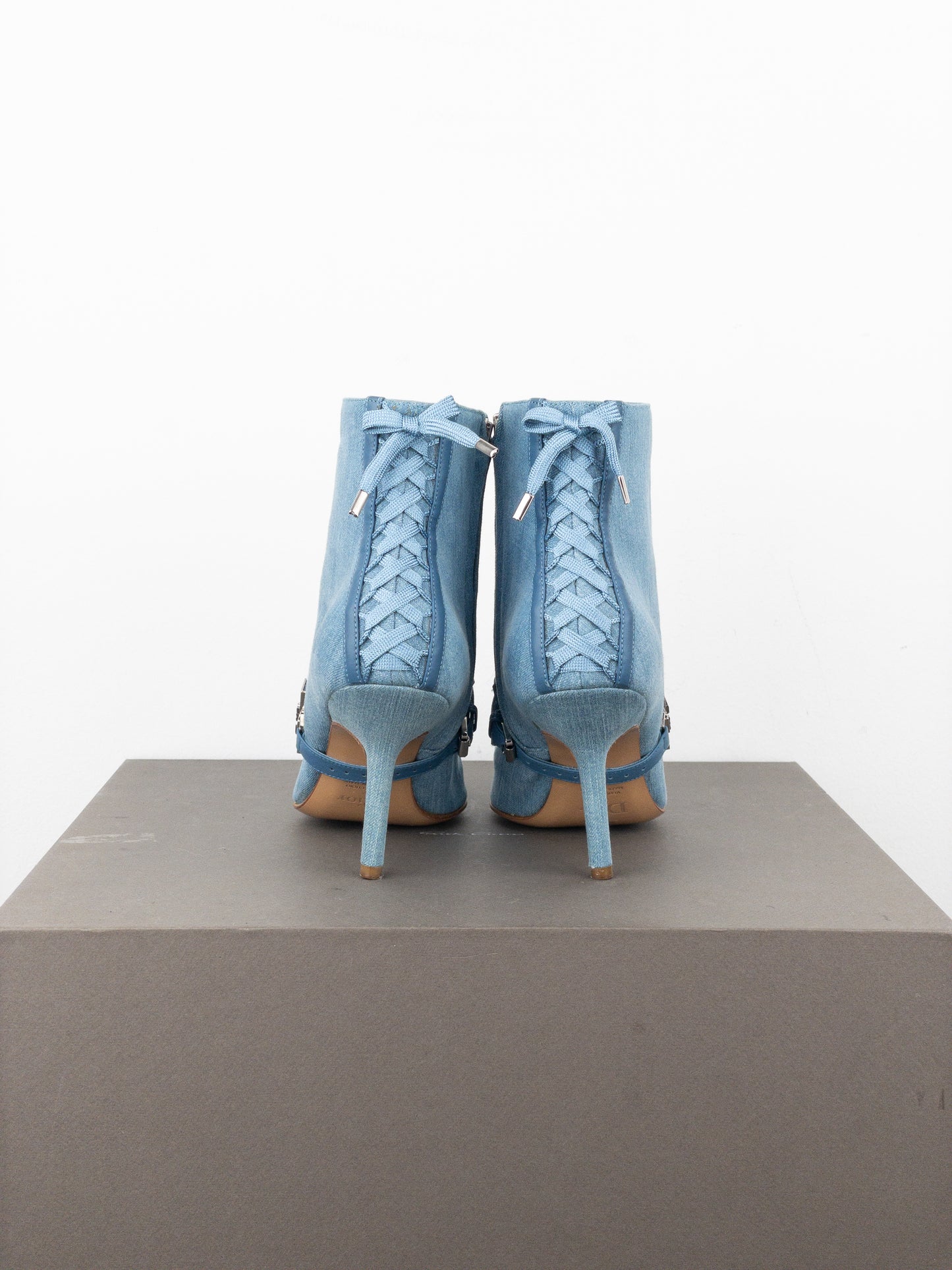 Dior by Galliano SS02 Corset Denim Kitten Heel Ankle Boots
