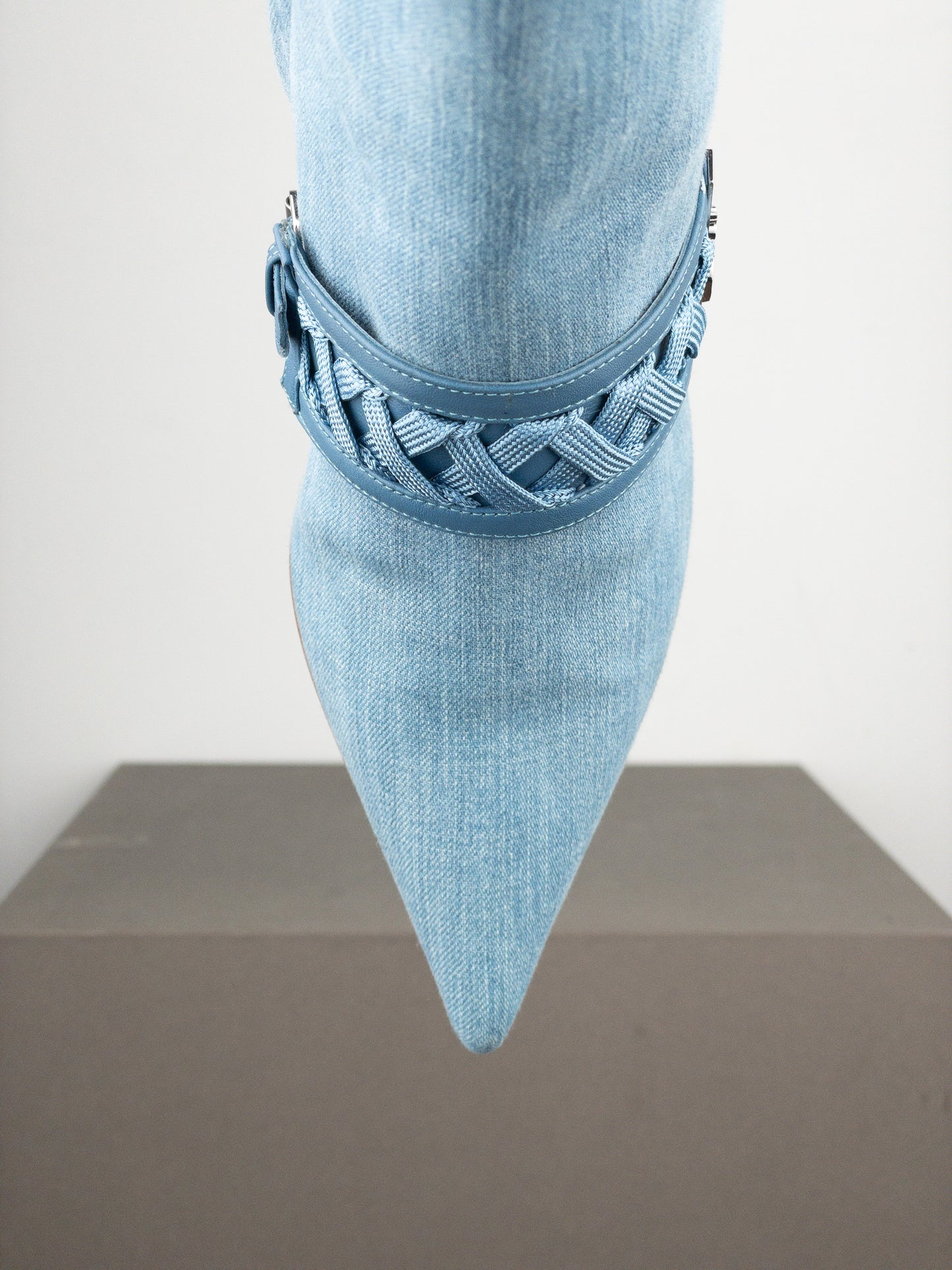 Dior by Galliano SS02 Corset Denim Kitten Heel Ankle Boots