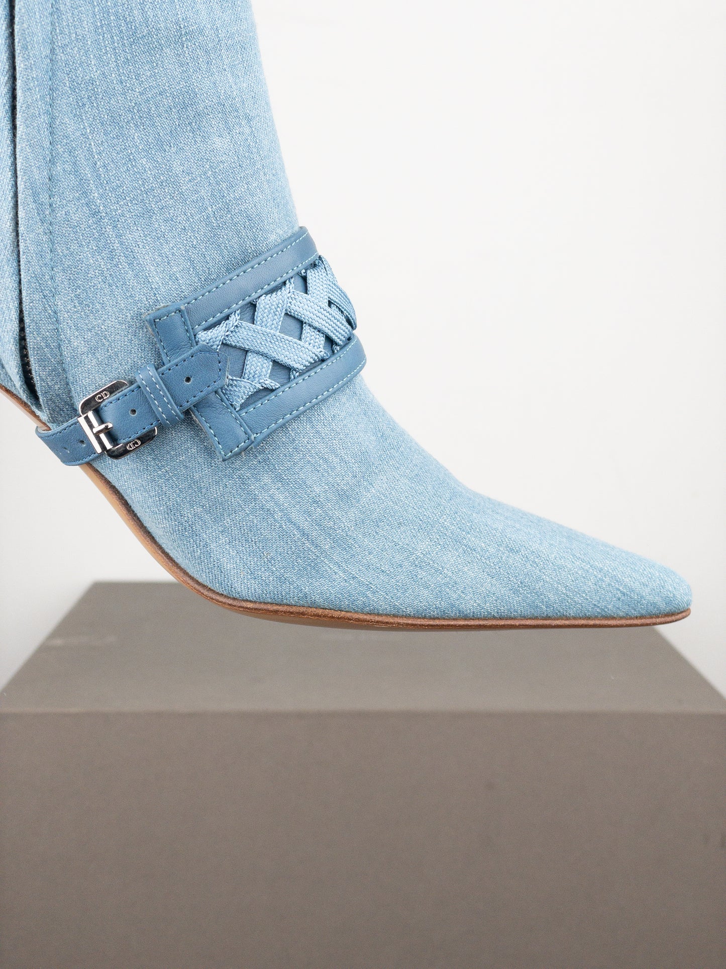 Dior by Galliano SS02 Corset Denim Kitten Heel Ankle Boots