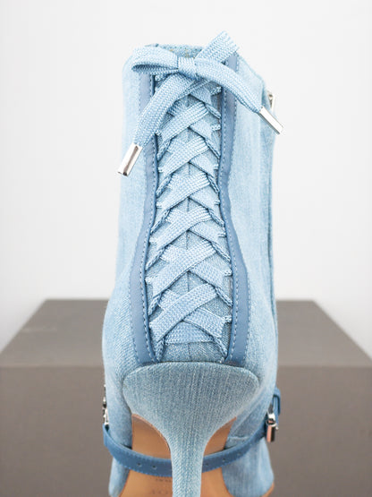 Dior by Galliano SS02 Corset Denim Kitten Heel Ankle Boots