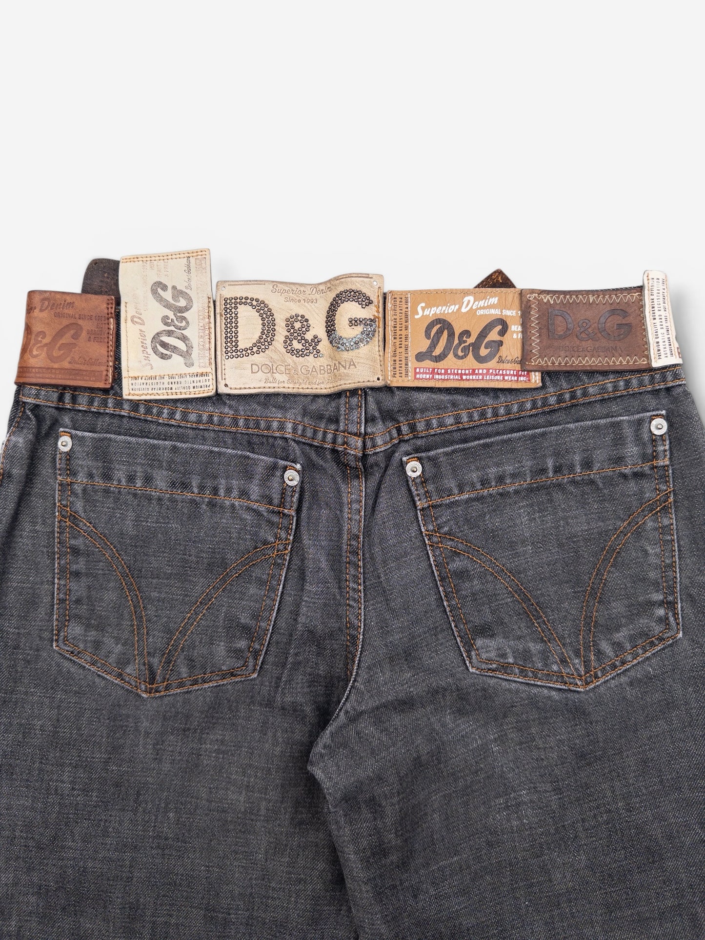 Dolce & Gabbana AW03 Flared Bootcut Multi Patch Tag Denim Jeans
